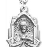 Scapular Medal Sterling Silver - 18" 1.8mm Sterling Silver Chain + Clasp