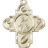Sports 5 Way Cross St Sebastian Medal, Gold Filled - No Chain