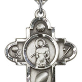 Sports 5 Way Cross St Sebastian Medal, Sterling Silver