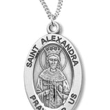 Women's St. Alexandra Necklace Oval Sterling Silver with Chain Options