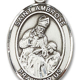 St. Ambrose Medal, Sterling Silver, Large - No Chain