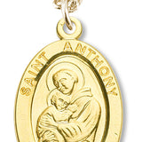 16kt Gold Over Sterling Silver Saint Anthony Pendant + 20 Inch Gold Plated Chain & Clasp - 20" 2.2mm Gold Plated Chain + Clasp