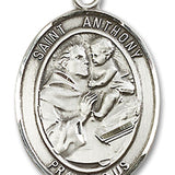 St. Anthony of Padua Medal, Sterling Silver, Large - No Chain