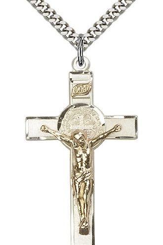 St. Benedict Crucifix Pendant, Two-Tone