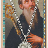 St. Benedict Medal with Prayer Card - Silver tone