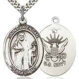 St. Brendan the Navigator/ Navy Medal, Sterling Silver, Large