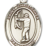 St. Christopher Archery Medal, Sterling Silver, Large - No Chain