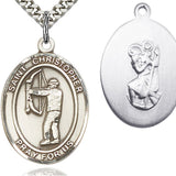St. Christopher Archery Medal, Sterling Silver, Large