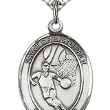 St. Christopher Basketball Medal, Sterling Silver, Large