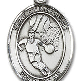 St. Christopher Basketball Medal, Sterling Silver, Large - No Chain