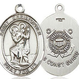 St. Christopher Coast Guard Medal, Sterling Silver, Large - No Chain
