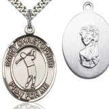 St. Christopher Golf Medal, Sterling Silver, Large