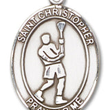 St. Christopher Lacrosse Medal, Sterling Silver, Large - No Chain