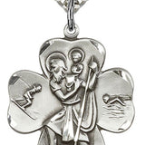 Men's Sterling Silver Shamrock Saint Christopher Medal