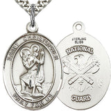 St. Christopher National Guard Medal, Sterling Silver, Large
