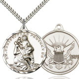 Large St. Christopher Navy Medal, Sterling Silver
