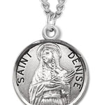 Women's St. Denise Necklace Round Sterling Silver with Chain Options - 18" 1.8mm Sterling Silver Chain + Clasp
