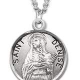 Women's St. Denise Necklace Round Sterling Silver with Chain Options - 18" 1.8mm Sterling Silver Chain + Clasp