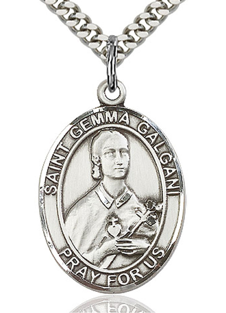 St. Gemma Galgani Medal, Sterling Silver, Large