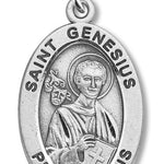 St. Genesius Medal Sterling Silver - 24" Sterling Silver Chain + Clasp