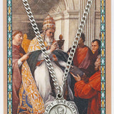 St. Gregory The Great Medal with Prayer Card - Silver tone