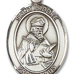 St. Isidore of Seville Medal, Sterling Silver, Large - No Chain