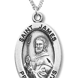 Boy's St. James Necklace Oval Sterling Silver with Chain - 20" 2.2mm Stainless Steel Chain with Clasp