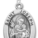 Men's St. Joseph Necklace Oval Sterling Silver with Chain Options