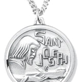 Women's St. Joseph Necklace, Sterling Silver with Chain Options - 18" 1.8mm Sterling Silver Chain + Clasp