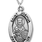Boy's St. Joshua Necklace Oval Sterling Silver with Chain - 20" 2.2mm Stainless Steel Chain with Clasp