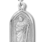 Women's Sterling Silver Saint Jude Gothic Necklace with Chain Options - 18" 1.8mm Sterling Silver Chain + Clasp
