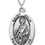 Women's St. Julia Necklace Oval Sterling Silver with Chain Options - 18" 1.8mm Sterling Silver Chain + Clasp