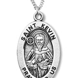 Boy's St. Kevin Necklace Oval Sterling Silver with Chain - 20" 2.2mm Stainless Steel Chain with Clasp