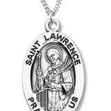 Boy's St. Lawrence Necklace Oval Sterling Silver with Chain - 20" 2.2mm Stainless Steel Chain with Clasp