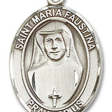 St. Maria Faustina Medal, Sterling Silver, Large - No Chain
