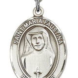 St. Maria Faustina Medal, Sterling Silver, Large