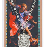 St. Michael Shield Pendant with Police Officer Prayer Card Set, Large - Silver-tone