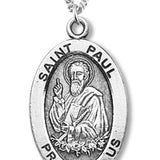 Boy's St. Paul Necklace Oval Sterling Silver with Chain - 20" 2.2mm Stainless Steel Chain with Clasp
