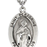 Men's St. Peregrine Necklace Oval Sterling Silver with Chain Options - 24" Sterling Silver Chain + Clasp