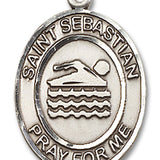 St. Sebastian Swimming Medal, Sterling Silver, Large - No Chain