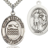 St. Sebastian Swimming Medal, Sterling Silver, Large