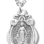 Women's Teardrop Miraculous Necklace, Sterling Silver with Chain Options - 18" 1.8mm Sterling Silver Chain + Clasp