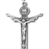 Trinity Crucifix Pendant Sterling Silver - 18" 1.8mm Sterling Silver Chain + Clasp