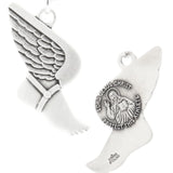 Winged Foot Track Necklace with Jesus Figure Back in Sterling Silver