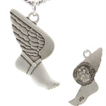 Winged Foot Track Necklace with Necklace Christopher Back in Sterling Silver - 24" Sterling Silver Chain + Clasp