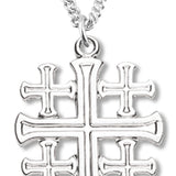 Women's Jerusalem Cross Necklace, Sterling Silver with Chain Options