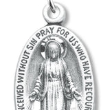 Women's Miraculous Necklace Oval, Sterling Silver with Chain Options - 18" 1.8mm Sterling Silver Chain + Clasp