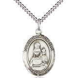 Women's Pewter Oval Our Lady of Loretto Medal - 18" Rhodium Plated Medium Chain + Clasp
