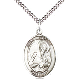 Women's Pewter Oval St. Andrew the Apostle Medal - 18" Rhodium Plated Medium Chain + Clasp