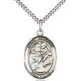 Women's Pewter Oval St. Anthony of Padua Medal - 18" Rhodium Plated Medium Chain + Clasp